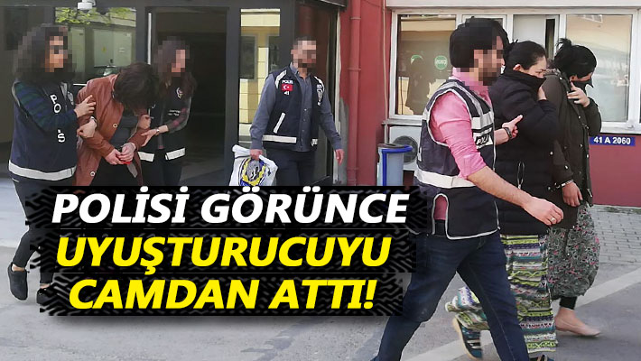 Polisi görünce uyuşturucuyu camdan attı!